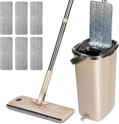 Obrázek produktu pro Mop s kartáčem – mikrovlákno – otočný o 360 stupňů – 7 kusů
