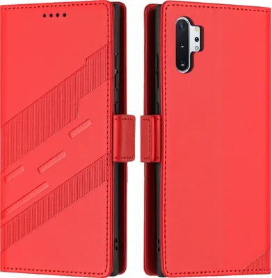 Image de Etui pour Samsung Galaxy Note 10+ 5G, étui portefeuille en cuirPolyuréthaneavec fente pour carte et fonction stand Rot