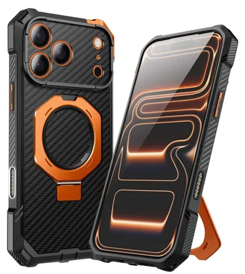 Zdjęcie produktu dla Supcase, etui MagSafe iPhone 17 Pro Max, ochrona wojskowa, ultra wytrzymałe, 4,5 m, czarno-pomarańczowe