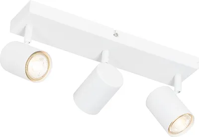 Produktbild von QAZQA - Moderne Deckenleuchte I Deckenlampe I Lampe I Leuchte Weiß 3-flammig Spotbalken-flammig Verstellbar Rechteckig - Jeana I Wohnzimmer I Schlafzimmer - Stahl Rechteckig - LED geeignet GU10
