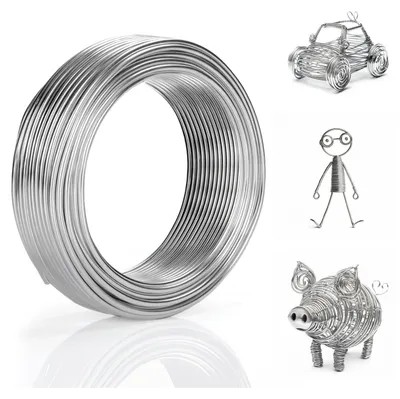 Produktbild von Belle Vous Silberner Aluminium Draht zum Basteln (10m) – Flexibler & Biegsamer Draht 3mm – Draht für Ringe, Schmuck, DIY-Skulpturen,