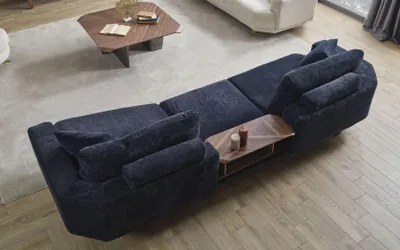 Produktbild von Blauer Dreisitzer Weißer Sessel Designer Wohnzimmer Sofagarnitur 2tlg