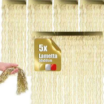 Produktbild von com-four® 5x Lametta - Lametta goldfarbene Girlande für Weihnachten - 50cm