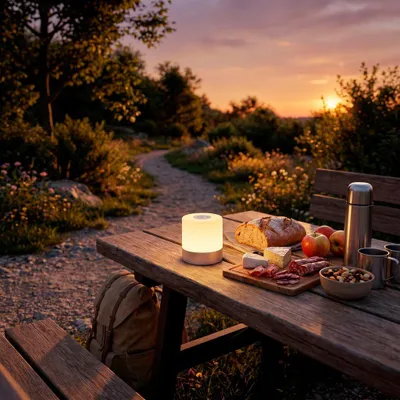 Produktbild von BRILONER Mini LED Akku Tischleuchte IP44, Stufenweise Dimmbar, Touch, Mobiles Licht, LED Tischlampe Aussen, 7 cm hoch, Silber