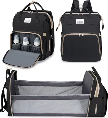 Produktbild von Wickeltasche Rucksack Multifunktionale Oxford Große Wickelrucksack Babytasche Unisex Reise-Rucksack Windeltasche für Mama, Papa, schwarz
