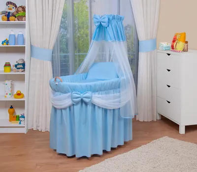 Produktbild von WALDIN Baby Stubenwagen-Set mit Ausstattung, XXL, Bollerwagen,komplett,blau/weiss