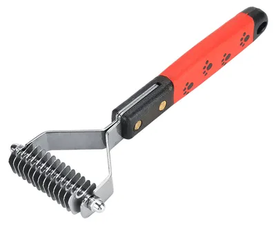 Immagine prodotto di Pettine per peli di animali, con stelo in acciaio inossidabile, strumento per la toelettatura e la rimozione dei peli di cani e gatti, lungo, 13 denti