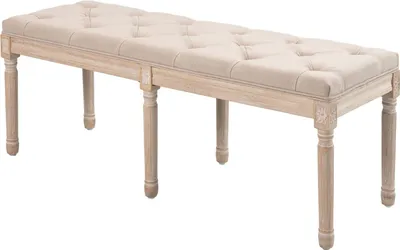 Produktbild von Polsterbank Vintage 117X40X48Cm Sitzbank, Bettbank, Schlafzimmerbank Mit Knöpfen, Leinenoptik, Bis 120Kg, Beige
