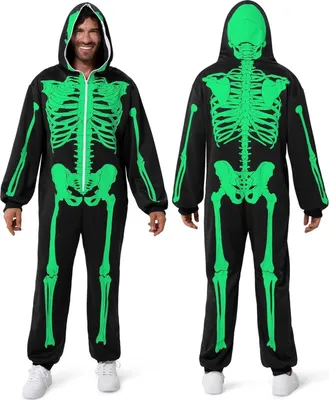 Produktbild von Skelett-Overall Herren Erwachsene Halloween Einteiler Leuchtend