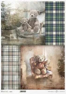 Immagine prodotto di ITD carta di riso decoupage tecnica artigianale tovagliolo di carta-R629L - A3 orsacchiotti, Natale
