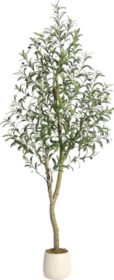 Zdjęcie produktu dla Sztuczne drzewko oliwne, sztuczna roślina, bezobsługowa dekoracja, zielone, 6FT