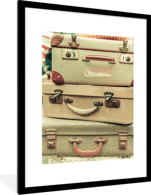 Produktbild von MuchoWow® MuchoWow® Gerahmtes Poster Reisekoffer - Vintage - Grün 60x80 cm - Poster mit zchwarzem Bilderrahmen - Wohnzimmer - Dekorationen - Prämie