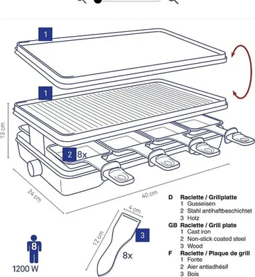 Produktbild von Kela Geneva gourmet/Raclette 8 Personen schwarz