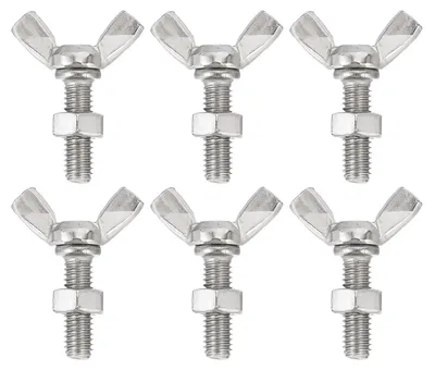 Productafbeelding van Set van 6 M6-1x20mm vleugelmoeren en vleugelboutjes van roestvrij staal