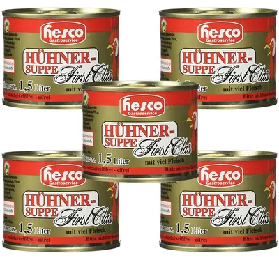 Obrázek produktu pro Hesco Kuřecí polévka vysoce koncentrovaná First Class 5 plechovek 1060ml