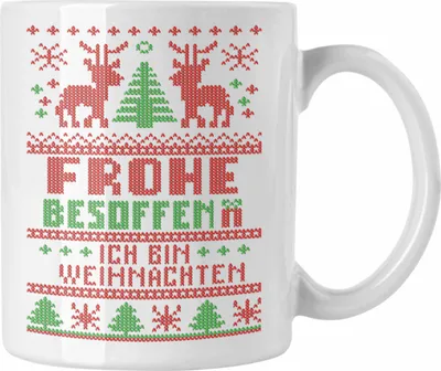 Produktbild von Trendation - Weihnachten Tasse Ich Bin Weihnachtstasse Weihnachtstassen Lustig Glühwein Becher Geschenk Tassen Weihnachtsmarkt Frauen Männer (Weiß)