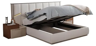 Immagine prodotto di Moderna cameretta beige Lussuoso letto matrimoniale + comodini