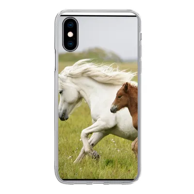 Produktbild von MuchoWow® Handyhülle Schutzhülle Hülle für iPhone X Pferde - Tiere - Gras Silikon Softcase Handy Hülle - Handyhülle