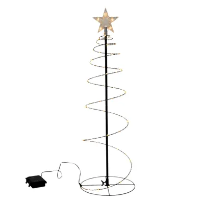 A spiral Christmas tree decoration with LED lights and a star topper, shown against a white background.