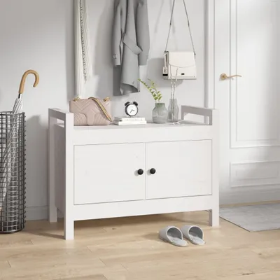 Produktbild von The Living Store Flurbank Weiß 80x40x60 cm Massivholz Kiefer