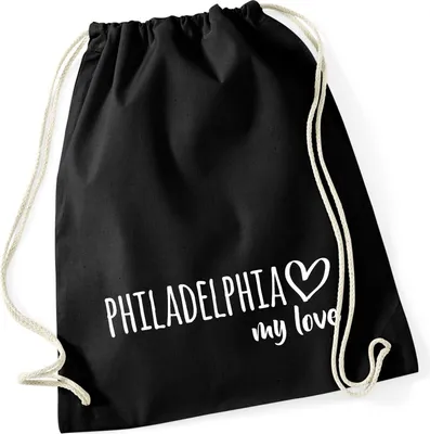 Produktbild von Huuraa Turnbeutel Philadelphia my love 12 Liter Black Baumwolle Rucksack Geschenkidee