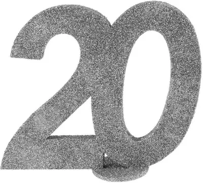 Produktbild von XXL Tischdeko Zahl 20 Geburtstag Silber Glitzer 1 Stück  Party-Deko