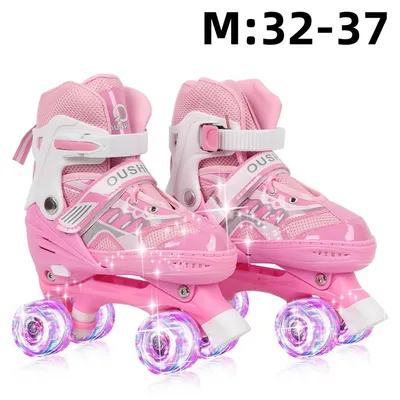 Produktbild von Verstellbare Kinder Inlineskates Rollschuhe - LED Rollen - Leuchtende Räder - Größe M verstellbar - Für Mädchen, Jungen, Anfänger - Rutschfeste Sohle - Rosa