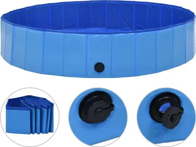 Image de Piscine pliable pour chiens Bleu 160x30 cm PVC