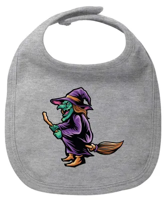 Produktbild von Huuraa Baby Lätzchen Hexe Halloween Heather Grey Klettverschluss  Baumwolle Latz Geschenkidee