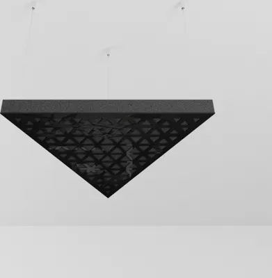 Produktbild von 2-Stück Akustik Deckenpaneele «TRIADA-C» mit Montageset | Absorption - Diffusion - Reflexion - Schalldämmung - Isolierung | Acoustic Cloud Panel | 50x50x3cm | Farbe: Schwarz glänzender Kunststoff