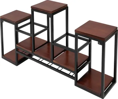 Obrázek produktu pro Stojan na víno, vintage design, kovová a dřevěná konstrukce, hnědý