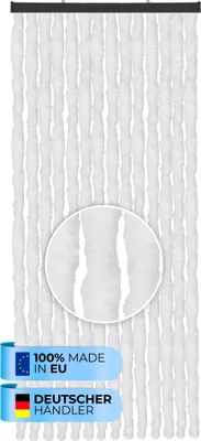 Produktbild von Flauschvorhang (56x185 cm) Türvorhang "Weiß" als Insektenschutz für Balkon, Terrasse oder Wohnmobil, Wohnwagen, Pavillon