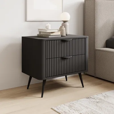 Immagine prodotto di Baari - Comodino, 63x38x55h cm Nero, 2 Cassetti