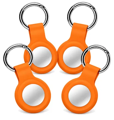 Produktbild von 4x AirTag Anhänger Orange – AirTag Schlüsselanhänger / Hülle – Silikon Cover Case für Apple AirTag – 4er-Set