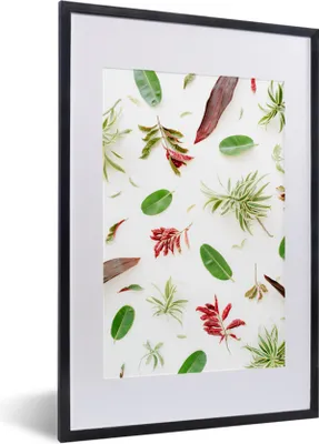 Produktbild von MuchoWow® Gerahmtes Poster Tropisch - Blatt - Rot 40x60 cm - Poster mit Schwarzem Bilderrahmen Wandposter Rahmen Foto Bilder - Poster in Rahmen