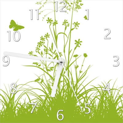 Produktbild von Wallario Design Wanduhr Grüne Sommerwiese aus Echtglas, Größe 20 x 20 cm
