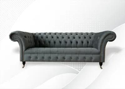 Immagine prodotto di Chesterfield grigio tessile divano divano imbottito divano a tre posti divani a tre posti
