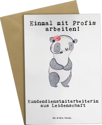 Produktbild von Mr. & Mrs. Panda Grußkarte Kundendienstmitarbeiterin Leidenschaft - Weiß - Geschenk, Witzig, einladungskarten, vatertagskarte, Backoffice Mitarbeiter, Lustig, osterkarte