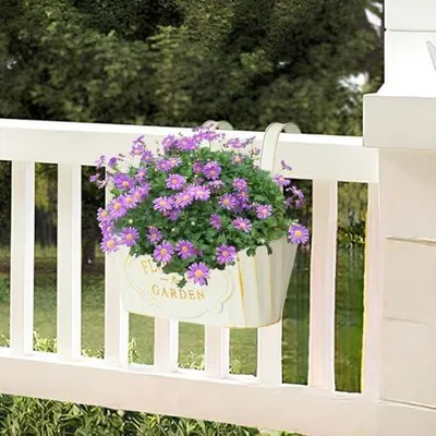 Produktbild von Pflanzkasten für Geländer Metall-Blumentopf | Über-Geländer-Blumenkasten für Gärtner, Hausbesitzer, Mieter, Zuhause, Wohnung, Balkon, Terrasse,,, Garten