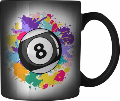 Produktbild von Trendation - Billard Farbwechsel Zauber-Tasse Geschenk Billardspieler Geschenkidee Karabiner Farbwechsel Zauber-Tasse Edelstahl Pool (Schwarz)
