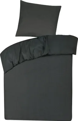 Produktbild von Bettwäsche mit Kissenbezug und Reißverschluss - 100% Baumwolle - 2-teilig 135x200 + 80x80 - Anthrazit