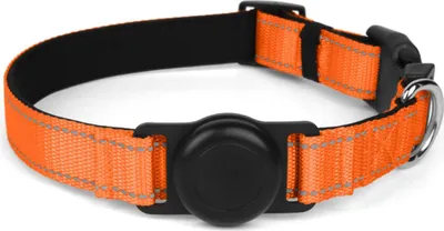 Obrázek produktu pro INF GPS obojek s držákem trackeru – Proti ztrátě, reflexní, nastavitelný oranžový