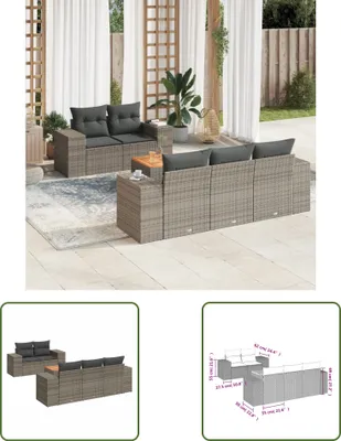 Produktbild von The Living Store 6-tlg. Garten-Sofagarnitur mit Kissen Grau Poly Rattan
