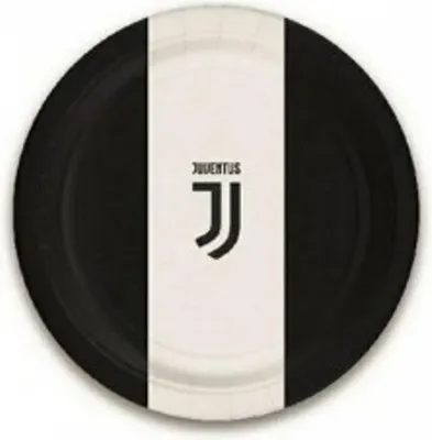 Produktbild von Juventus-Pappteller klein Tischdeko 8 Stück schwarz-weiss 18cm - Einheitsgröße