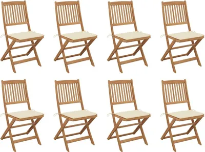 Produktbild von Design Möbel Klappbare Gartenstühle mit Kissen 8er Set Massivholz Akazie - 2024 Neu