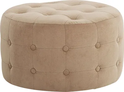 Produktbild von BELIANI Pouf Sandbeige Samtstoff Knopfversteppung Rund Modern Elegant für Wohnzimmer für Schlafzimmer