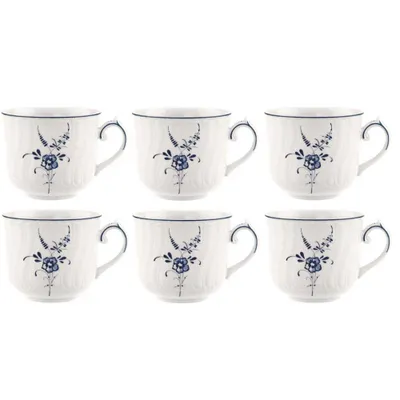 Produktbild von Villeroy & Boch VIEUX LUXEMBOURG Frühstückstassen 6er Set 290ml weiß blau