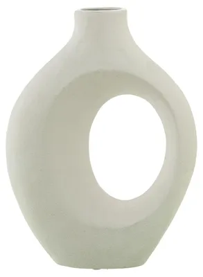 Tischvase mit Keramiköffnung, mattweiß, 23 x 9 x 31 cm