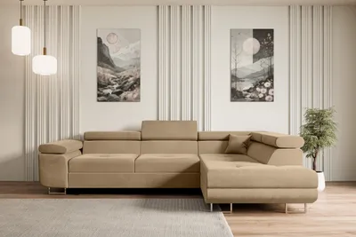 Produktbild von ALTDECOR Ecksofa mit Schlaffunktion und Bettkasten GUSA-L - 272x202x107 cm Beige - Corner Sofa Bett Eckcouch Couch L-Form Schlafcouch Ausziehbar Wohnlandschaft Schlafsofa Cauchsofa