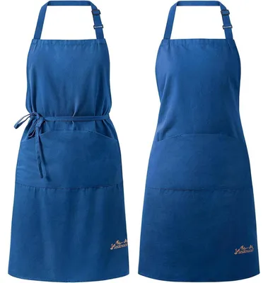 Produktbild von Kochschürze 2er Set 100% Baumwolle Blau Verstellbar mit Großer Tasche